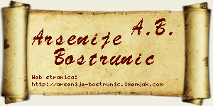 Arsenije Boštrunić vizit kartica